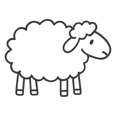 hand-drawn outlined sheep icon sticker