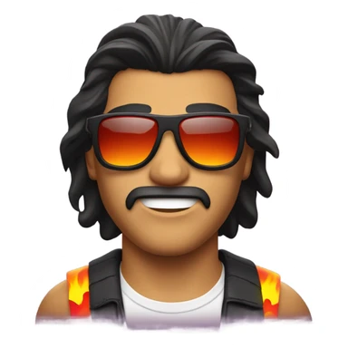 Man with mullet. Sunglasses, and fire in background sticker
