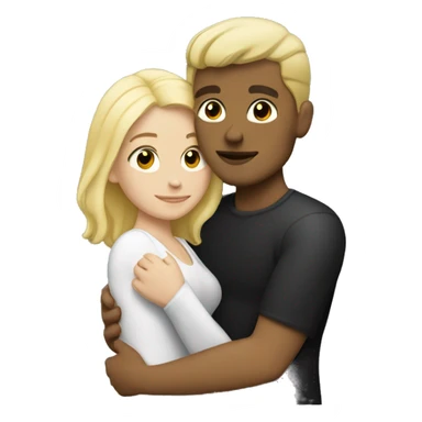 Blonde woman hugging dark man with black hair  sticker