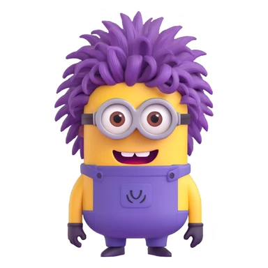 purple minion with crazy hair sticker