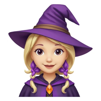 witch in purple hat with blond hair cute sticker