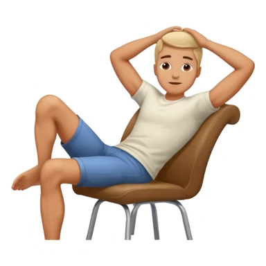man sitting relaxed on chair with legs on desk and hands behind head sticker
