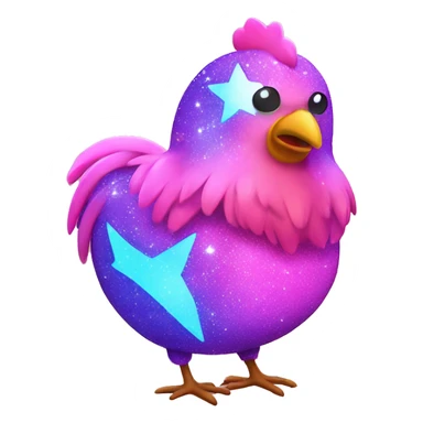 Kawaii neon star glitter chicken with big butt emoji    sticker