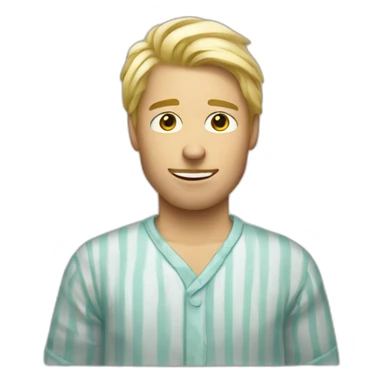 blond man wearing pijama sticker