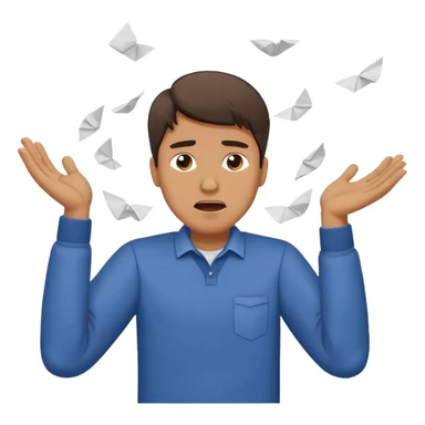 A man throwing papers in the air in frustration  sticker