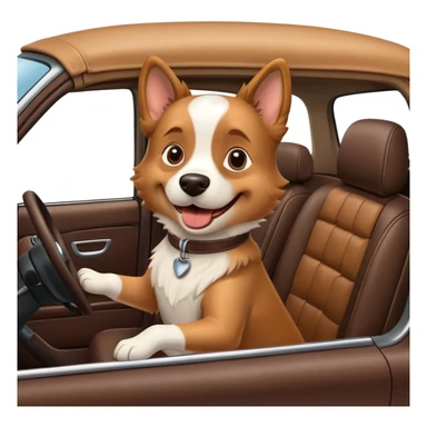 a dog driving in the car sticker