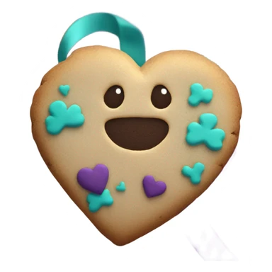 Cookie heart with teal purple awareness ribbon sticker