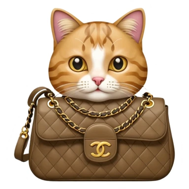 A cat situ a chanel bag sticker
