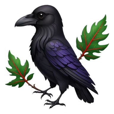 A raven holding a weirwood leaf sticker