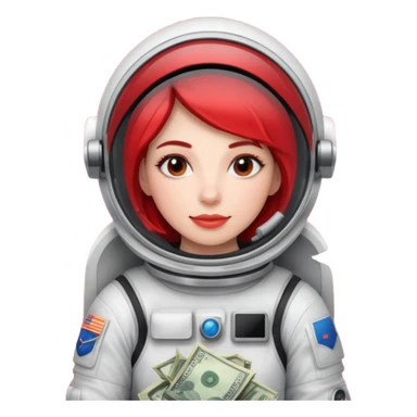 woman, Money astronaut, red and black design sticker