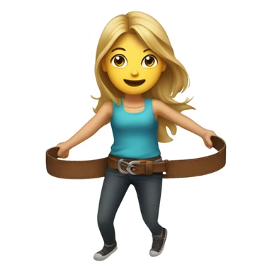 Girl swinging a belt sticker