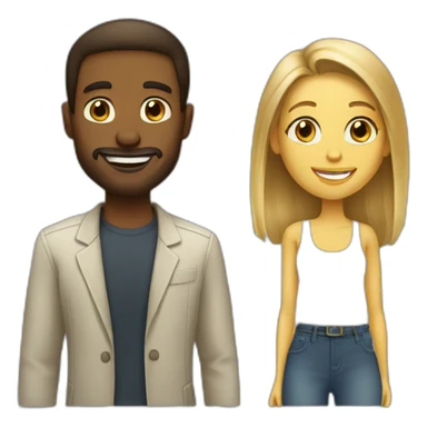 Date white man & girl sticker