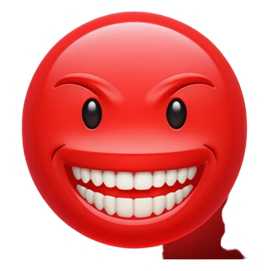 can you make me a red neon emoji out of the word "Ego" with teeth beside it  sticker