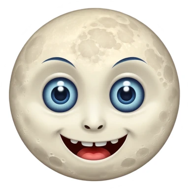 Full moon with big blue glaring eyes and a creepy smile sticker