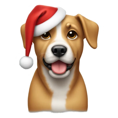 A dog with a Christmas hat sticker
