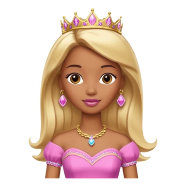 Brown skin blonde hair barbie princess  sticker