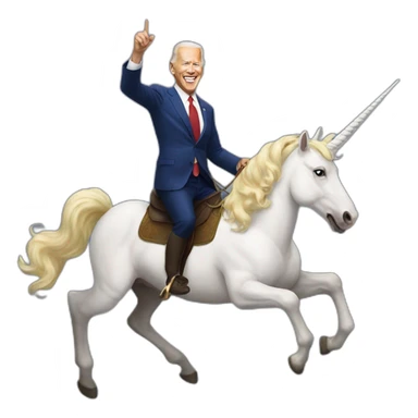 Joe Biden on a unicorn sticker