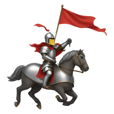 Knight on a running horse with a big flag sticker