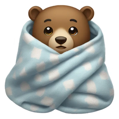 bear cozy in blanket sticker