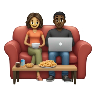 Husband and wife up late watching movies  sticker