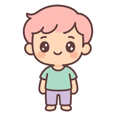 a cute twink, delicate face, casual clothes, friendly look, cartoon style sticker
