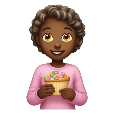 Little girl eating sweets sticker