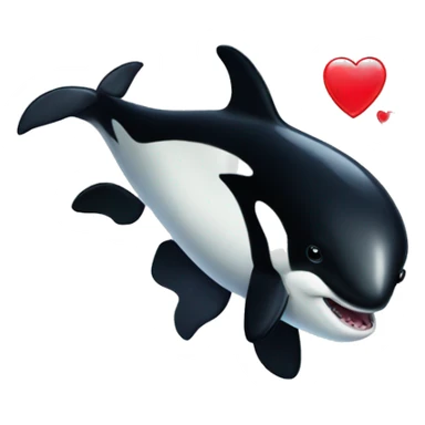 Orca whale with a heart sticker