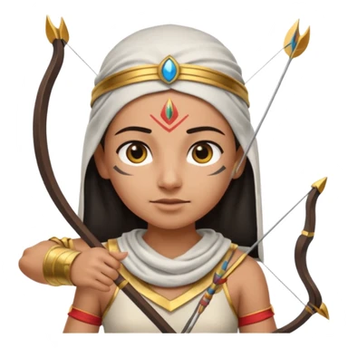 Emoji portrait of an Egyptian archer. Headcloth, bow and arrow, focused expression. sticker