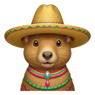 Capibara wearing a Mexican hat sticker