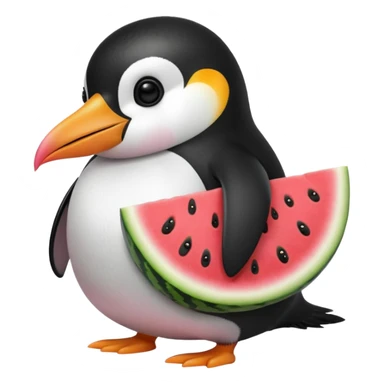 penguin eating watermelon sticker