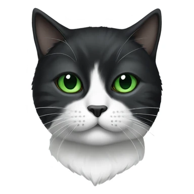A black and white Scottish cat with green eyes sticker