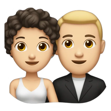 love couple a white man with black buzz cut and a matt woman with wavy dark hair sticker