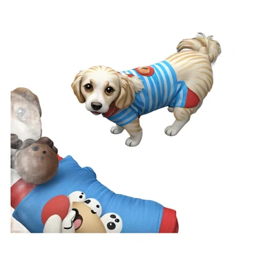 striped dog on wooden floor sticker
