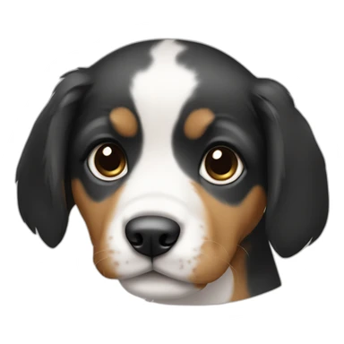 bodegueiro tricolor puppy with 1 eye sticker