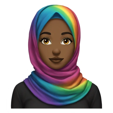 Rainbow hijab kissing black hijab sticker