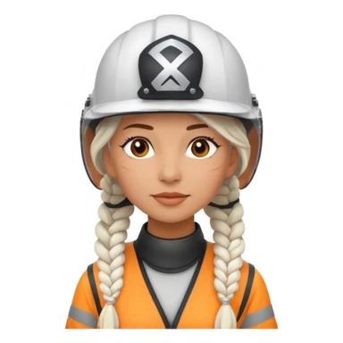 woman with white braided hair in helmet sticker
