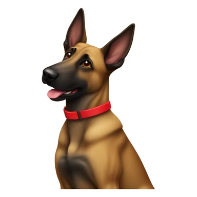 belgian malinois dog with a brindle coat wearing a red collar  sticker