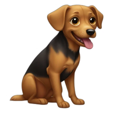 caramel dog playing black sticker