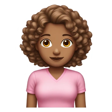 Girl with curly brown hair wearing pink sticker