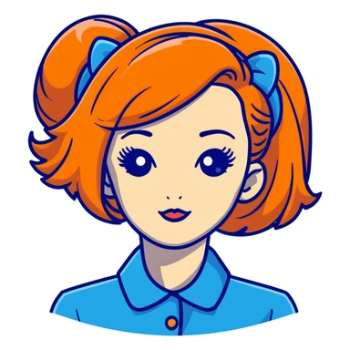 orange hair styled in a retro bouffant sticker