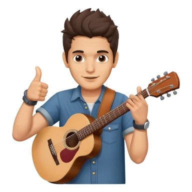 john mayer holding guitar and with one hand giving thumbs up sticker
