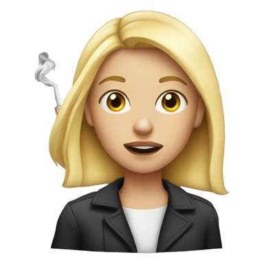 Blonde girl with cigarette in her mouth sticker