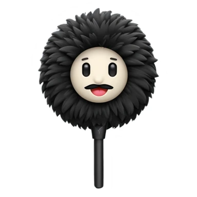 boom fluffy microphone with stick sticker