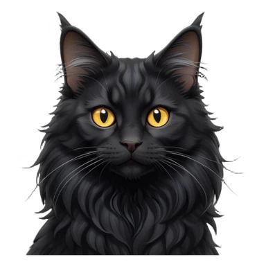 cinematic-black-maine-coon-cat-portrait-emoji,-head-tilted-playfully-and-inquisitively,-sleek--black-fur,-simplified-yet-adorable-features,-highly-detailed,-glowing-with-a-warm,-friendly-glow  sticker