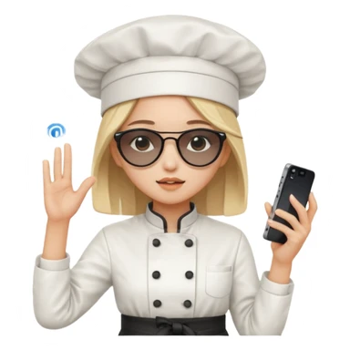 [b"A sad wooman with loight skin,k straight  hair, weawring a chehf hat andi sunglassels, dressee in K-pop  fashion, his dancino while hollding a phdone."] sticker