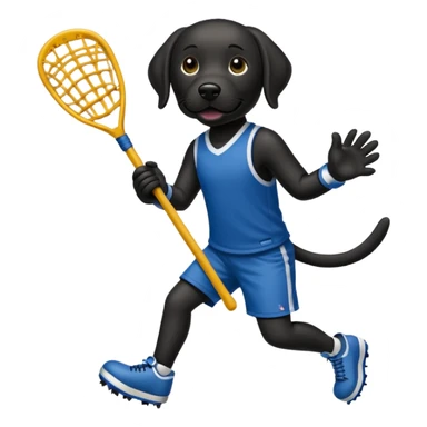 Black lab playing lacrosse sticker