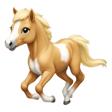 Piebald palomino yellow brown horse foal baby running sticker