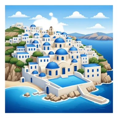 a greek island seen from the sea sticker