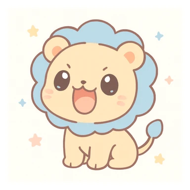 fierce lion in anime style, roaring, intense gaze, action lines sticker