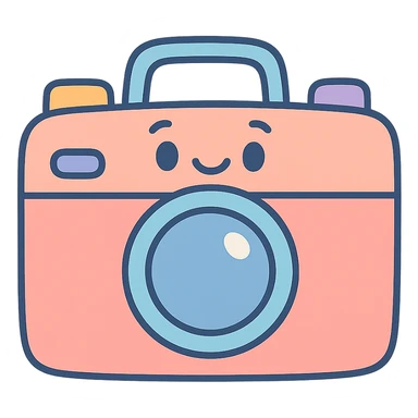a camera in pastel toon style, soft colors, cute and simple sticker